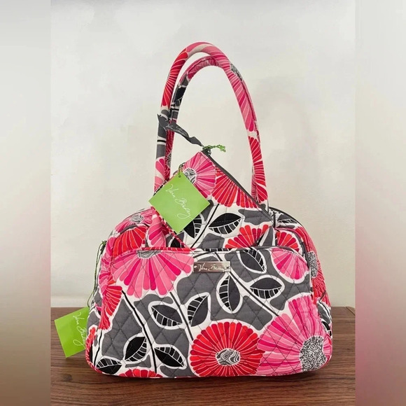 EUC Vera Bradley Bowler Purse Cheery Blossoms Satchel Shoulder Bag W/ Coin Purse - Picture 3 of 14